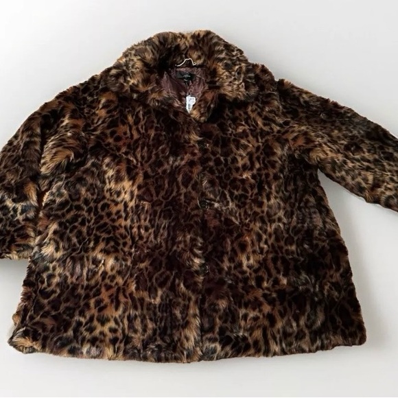 J CREW 2017 leopard faux fur jacket 3X HARD TO FIND! - Picture 7 of 8